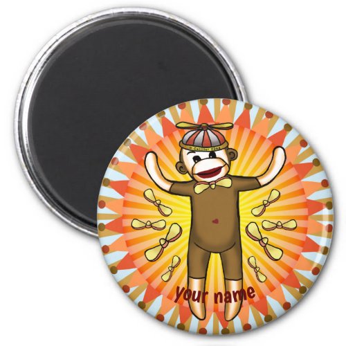 Beanie Sock Monkey custom name Magnet