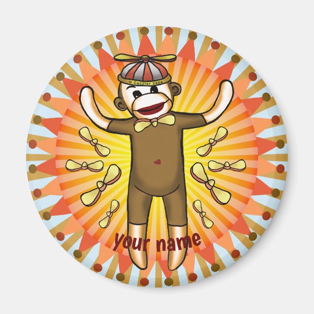 Beanie Sock Monkey  Magnet (Front)
