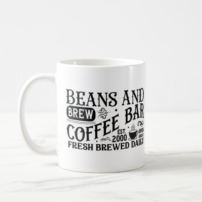 "Beans and Brew Coffee Bar" Mug (Left)