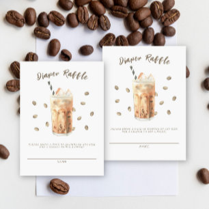 Beans and iced coffee baby shower diaper raffle  enclosure card