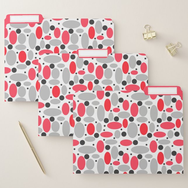 beans and peas retro red grey white pattern file folder (Set)