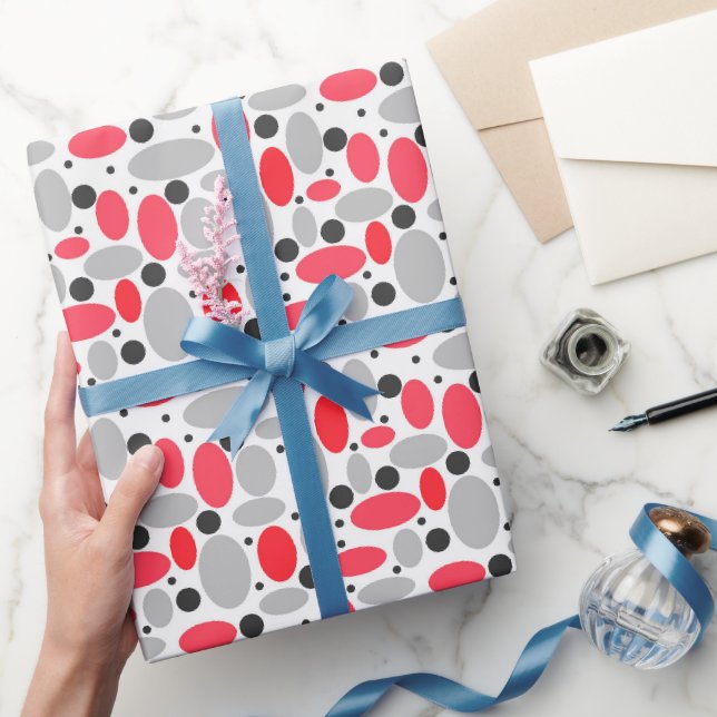 beans and peas retro red grey white pattern wrapping paper (Gifting)