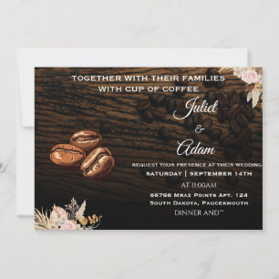 beans boho rustic modern elegant Coffee Wedding Invitation