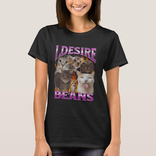 Beans Funny Cat Meme Bootleg Graphic T-Shirt (Front)