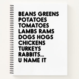 Beans Greens Potatoes U Name It Thanksgiving Notebook