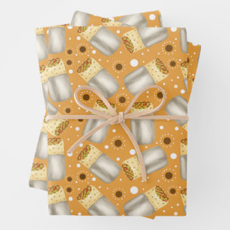Beans,Meat,Vegetables And Cheese Burrito Wrapping Paper Sheets