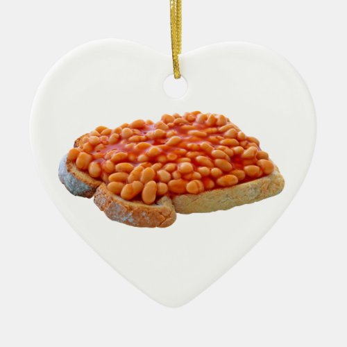 Beans on toast heart ceramic christmas ornament