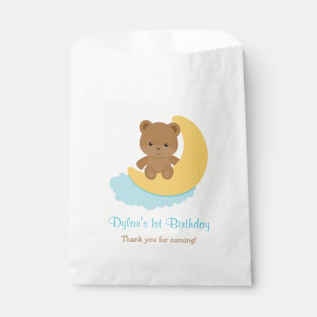 Bear 1st Birthday / Baby Shower Favor Bags Boys (Front)