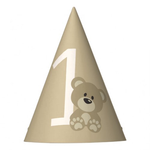Bear 1st Birthday Neutral One Party Hat