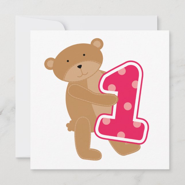 Bear 1st Birthday T-shirts and Gifts Invitation (Front)