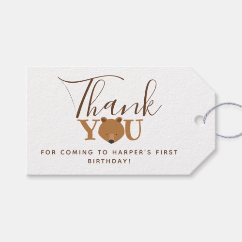 Bear 1st Birthday Thank You Gift Tags
