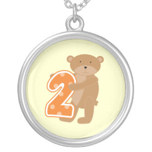 Bear 2nd Birthday T shirts and Gifts Silver Plated Necklace