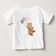 Bear 3 Brown Balloons 1st Birthday Baby T-shirt at Zazzle