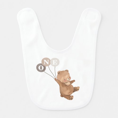 Bear 3 Brown Balloons Baby Bib