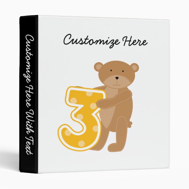 Bear 3rd Birthday T-shirts and Gifts Binder (Front/Spine)