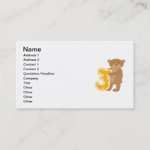 Bear 3rd Birthday T-shirts and Gifts Business Card