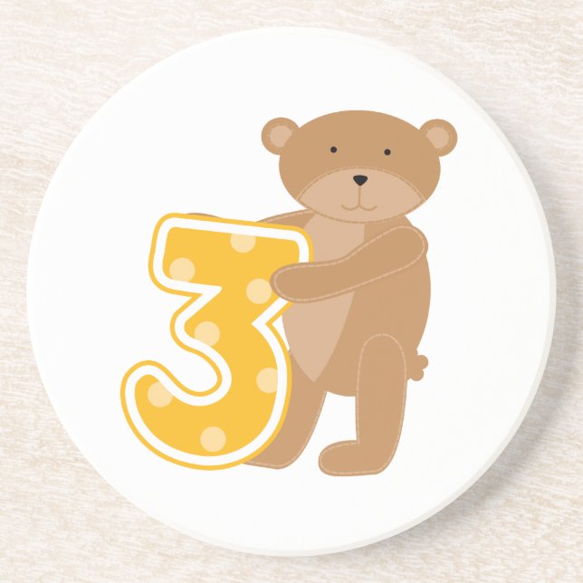 Bear 3rd Birthday T-shirts and Gifts Drink Coaster (Front)