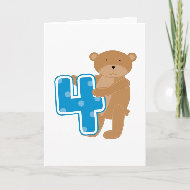 Bear 4th Birthday Tshirts and Gifts Card (Front)