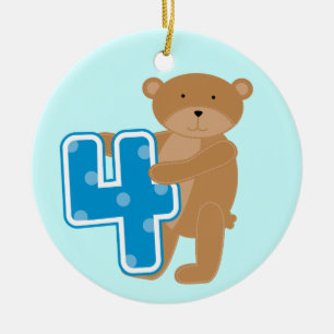 Bear 4th Birthday Tshirts and Gifts Ceramic Ornament