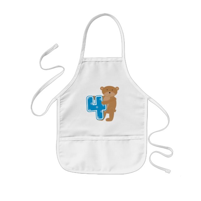 Bear 4th Birthday Tshirts and Gifts Kids' Apron (Front)