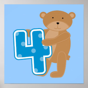 Bear 4th Birthday Tshirts and Gifts Poster