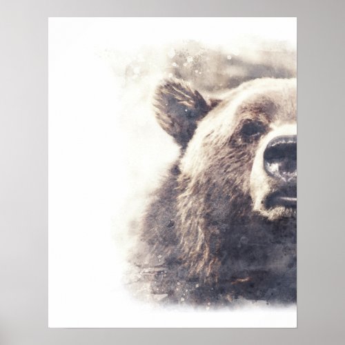 Bear Abstract Watercolor Poster