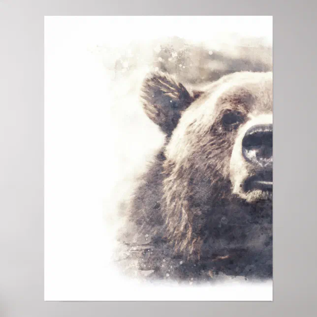 Bear Abstract Watercolor Poster (Front)