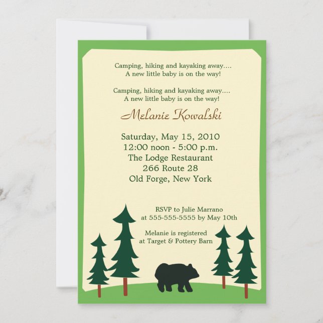 Bear Adirondack Lodge 5x7 Baby Shower Invitation (Front)