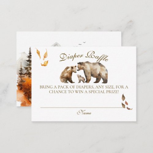 Bear Adventure Fall Mountain Neutral Baby Shower Enclosure Card