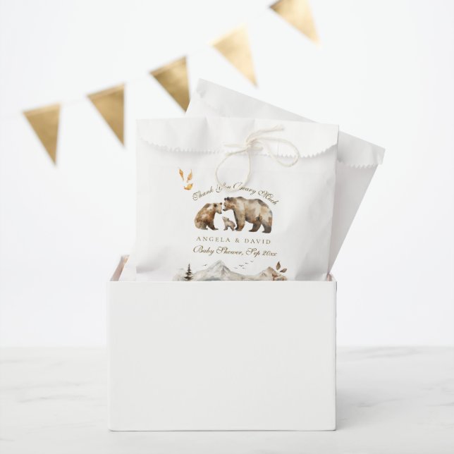 Bear Adventure Fall Mountain Neutral Baby Shower Favor Bag (Party)