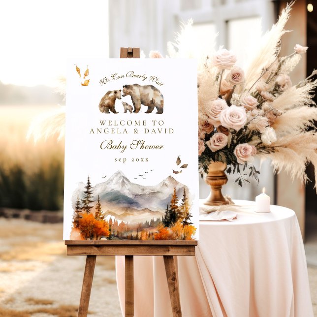 Bear Adventure Fall Mountain Neutral Baby Shower Foam Board (Creator Uploaded)