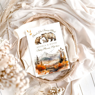 Bear Adventure Fall Mountain Neutral Baby Shower Thank You Card