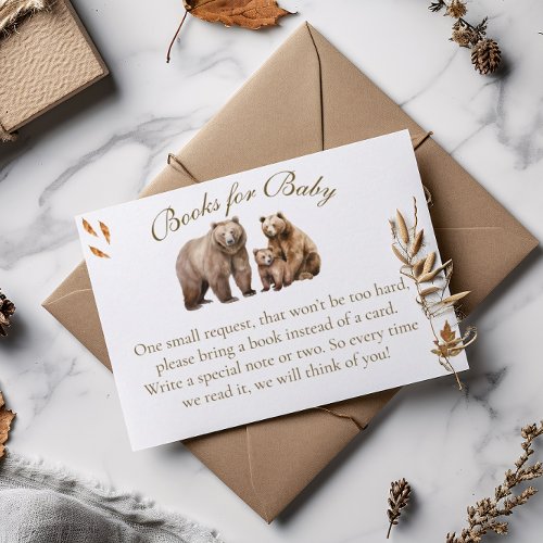 Bear Adventure Fall Mountains Neutral Baby Shower Enclosure Card