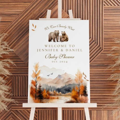 Bear Adventure Fall Mountains Neutral Baby Shower Foam Board