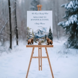 Bear Adventure Snow Mountain Winter Baby Shower Foam Board