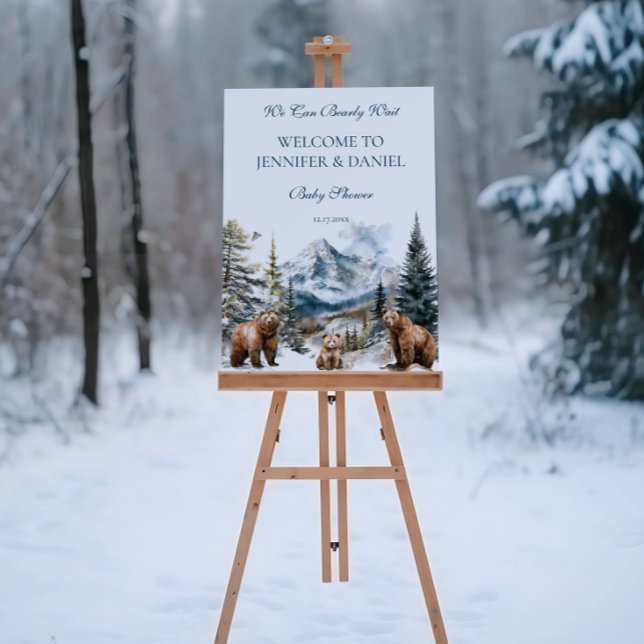 Bear Adventure Snow Mountain Winter Baby Shower Foam Board (Creator Uploaded)