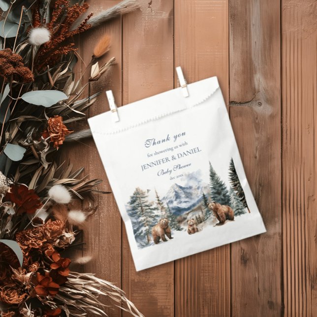 Bear Adventure Winter Snow Mountain Baby Shower Favor Bag (Creator Uploaded)