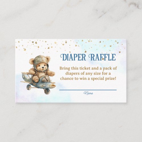 Bear Airplane Baby Shower Diaper Raffle Tickets Enclosure Card