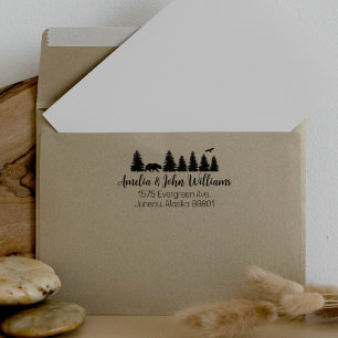Bear Alaska, Forest Return Address Rubber Stamp