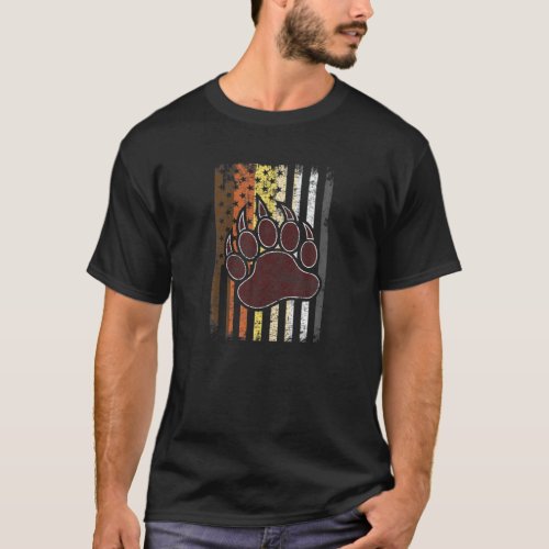 Bear American Flag Foot Gay Pride LGBT Subtle Prid T_Shirt