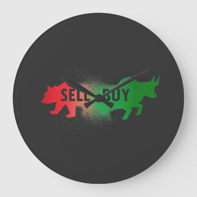 Bear and Bull  Large Clock (Front)