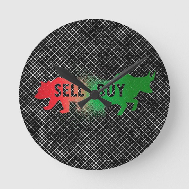 Bear and Bull Round Clock (Front)