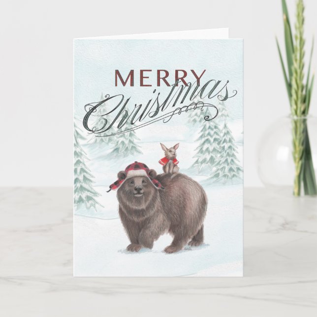 Bear and Bunny Christmas Card (Front)