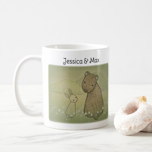 Bear and Bunny Couple Custom Name Gift Coffee Mug