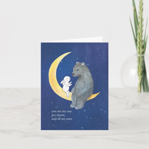 Bear and bunny Couple Love Anniversary Valentines Card