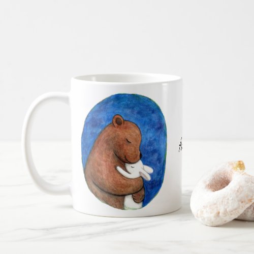 Bear and Bunny Hugging Anniversary Custom Name Coffee Mug