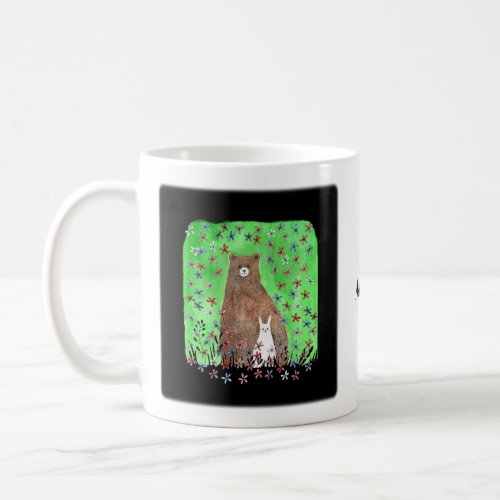 Bear and Bunny in Flowers Cute Couple Custom Name  Coffee Mug