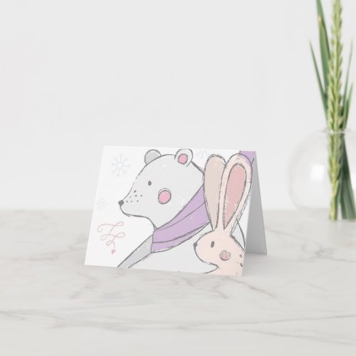 Bear and Bunny In Our Dreams Card