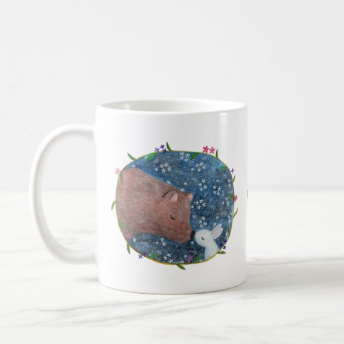 Bear and bunny kiss in dark forest Custom Name Coffee Mug