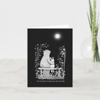 Bear and Bunny on bench under Moon Anniversary